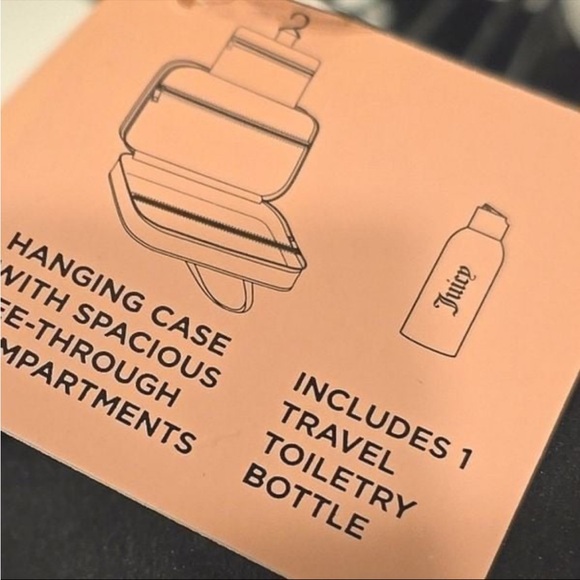 Juicy Couture Rhinestone Crown Signature Logo Velour Hanging Travel Cosmetic Bag - Picture 6 of 6